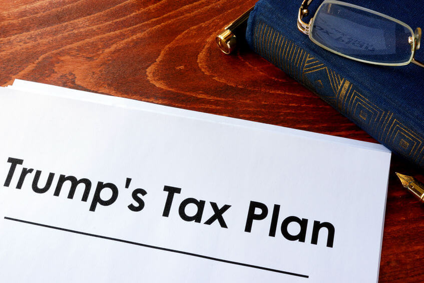 Document with Trump Tax Plan next to Small Business Tax book